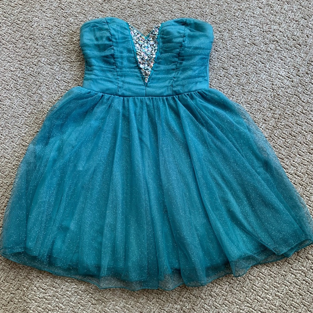 Trixxi Party Dress Size 3 Sparkly Bedazzled Blue / Green